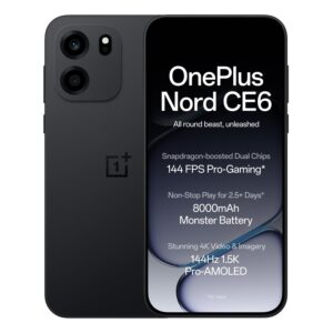 OnePlus Nord CE6 | 8GB+256GB | Pitch Black | Snapdragon 7s Gen 4 | Segment's Fastest Touch Response | 8000mAh Battery